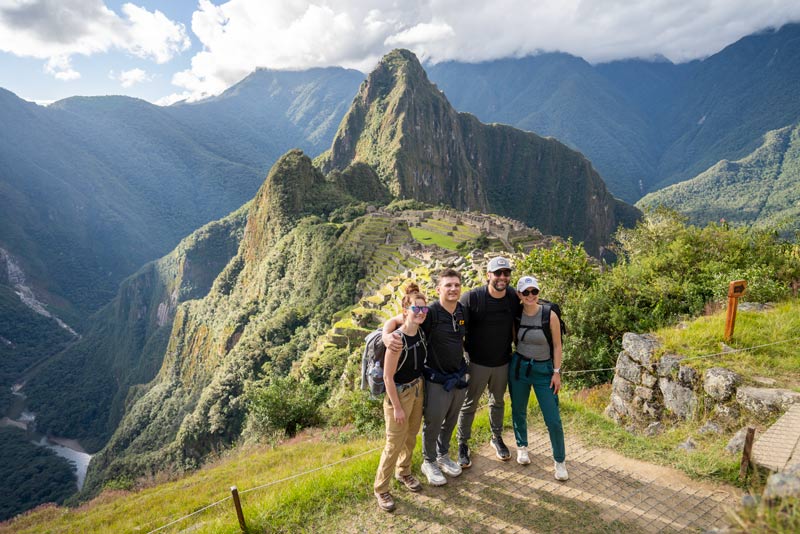 Group of tourists on a tour of the panoramic circuit of Machu Picchu
