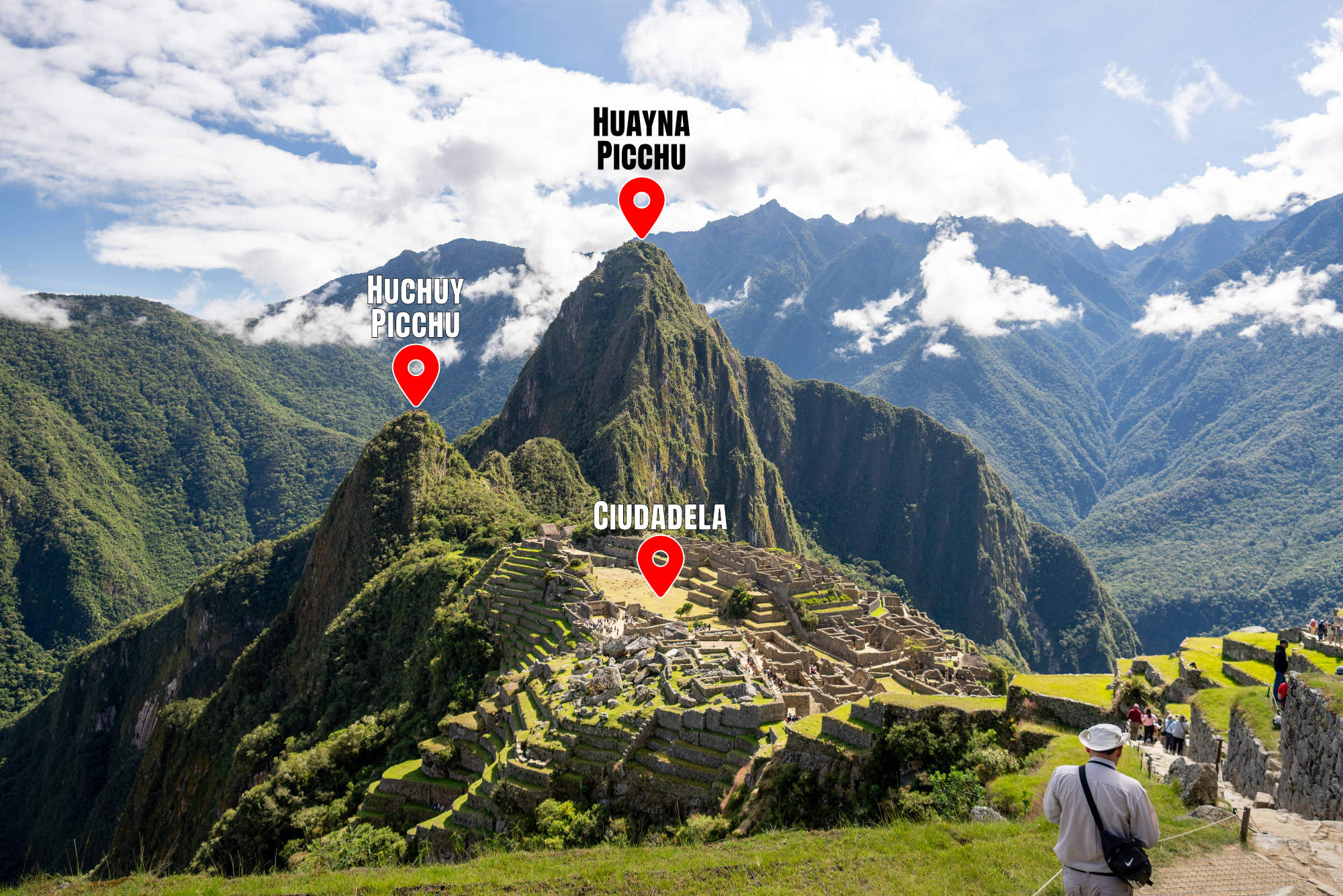 View of the mountains Huchuy Picchu and Huayna Picchu