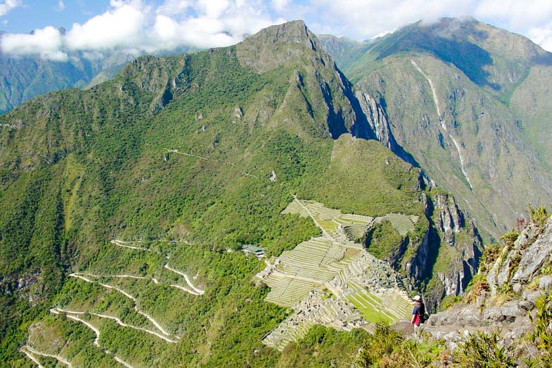 Vista da cidadela de Machu Picchu da trilha para Huayna Picchu