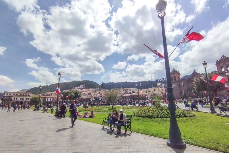 This is what Cusco's main square looks like during National Holidays