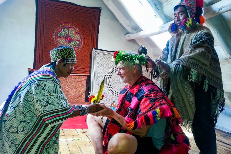 Tourist starting the Ayahuasca ceremony