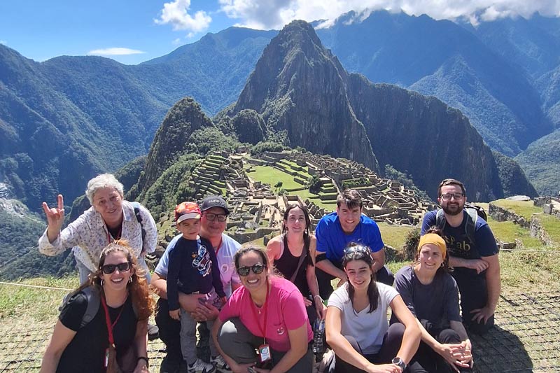 Classic photo of a family in Machu Picchu