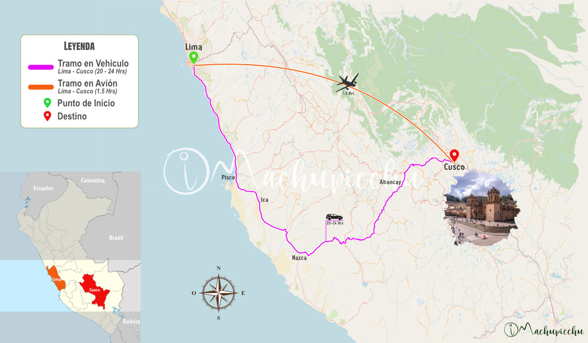 Route from Lima to Cusco