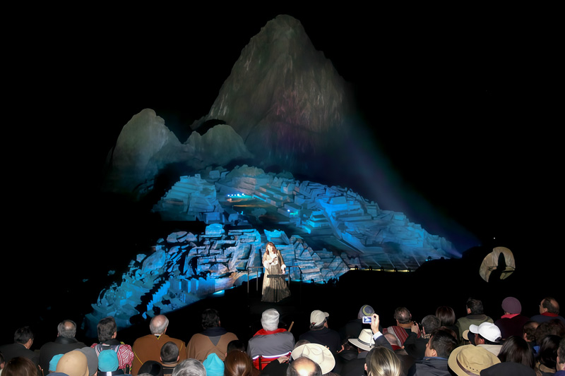Machu Picchu illuminated at night for its 100th anniversary