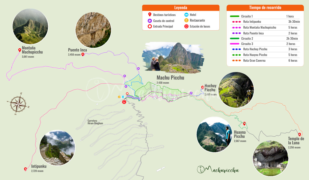 Todos os circuitos disponíveis em Machu Picchu