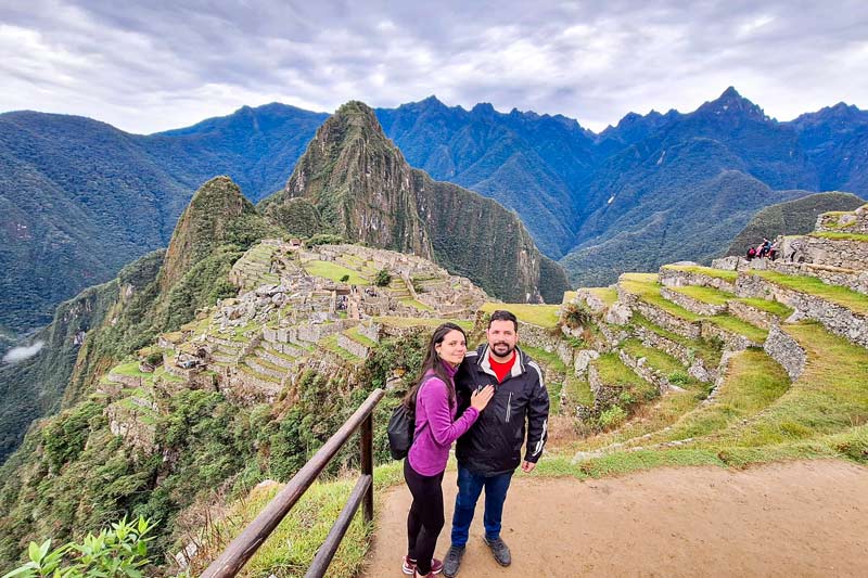 Tourist couple in Machu Picchu