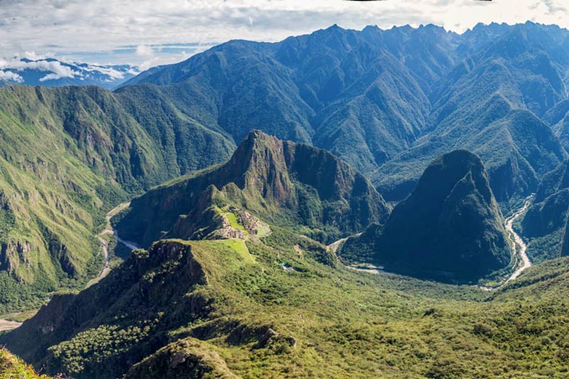 Vista panorâmica da cidadela inca de Machu Picchu